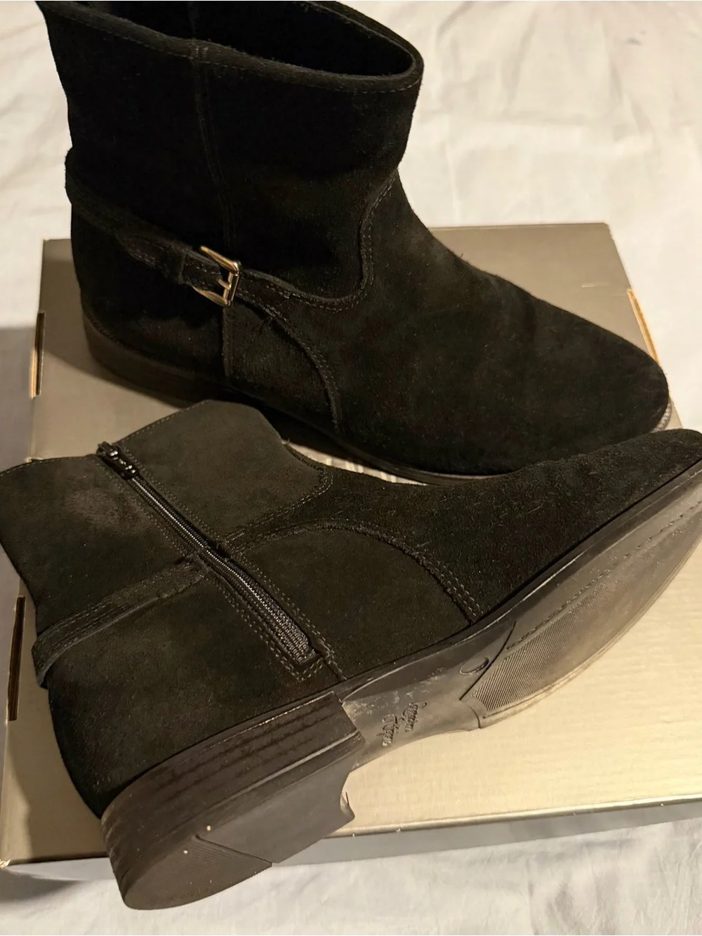 La CANADIENNE Black Suede Ankle Booties with Buckle